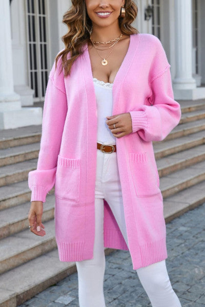 Load image into Gallery viewer, Slight Stretch Pink Cardigan Sweater for Refined Looks
