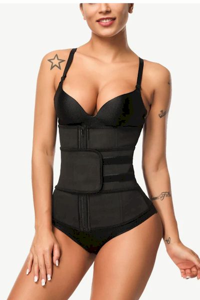 Load image into Gallery viewer, Sleek Elegance: Close Fitting Black Zipper Hook Latex Waist Shaper for Queens
