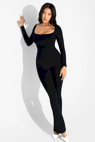 Load image into Gallery viewer, ContourFlex Inverted T-Shoulder Flared Jumpsuit
