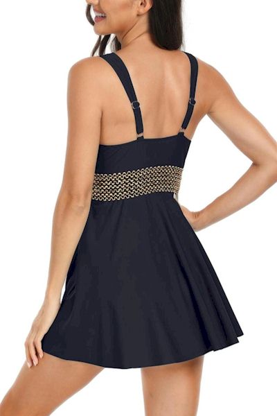 Curve Embrace Backless Sling Dress Tankini Set (Plus Size)