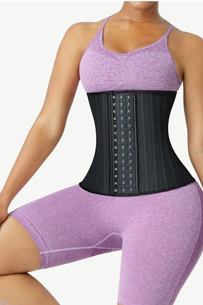 Load image into Gallery viewer, Sculpted Strength: Hot Black Latex Waist Training Corset with 25 Steel Boned Cincher
