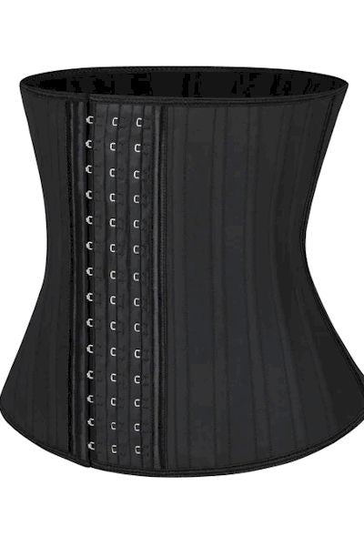 Load image into Gallery viewer, Sculpted Strength: Hot Black Latex Waist Training Corset with 25 Steel Boned Cincher
