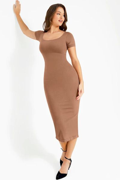 NatureSculpt Harmony - Seamless Back Slit Shaping Dress