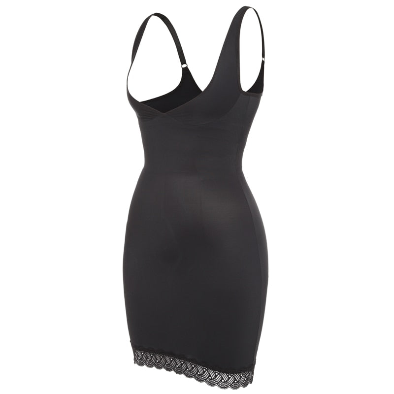 Full Slip Shapewear Dress Bodysuits with Lace Firm Control Waist Cinchers