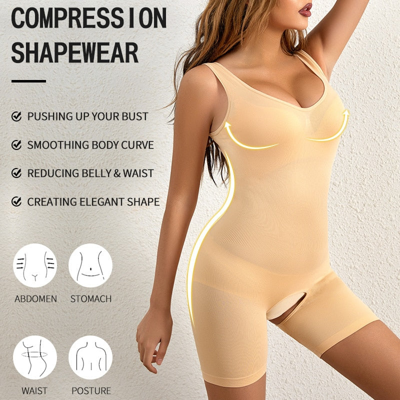 Seamless Bodysuit Shapewear Body Shapers Open Crotch Panties