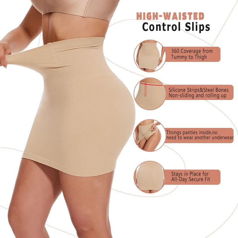 High-Waist Tummy Control Lace Slip