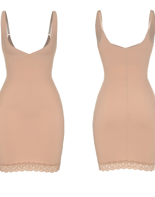 Load image into Gallery viewer, Full Slip Shapewear Dress Bodysuits with Lace Firm Control Waist Cinchers
