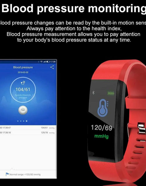 Load image into Gallery viewer, Smart Fitness Tracker Watch with Heart Rate &amp; Blood Pressure Monitor
