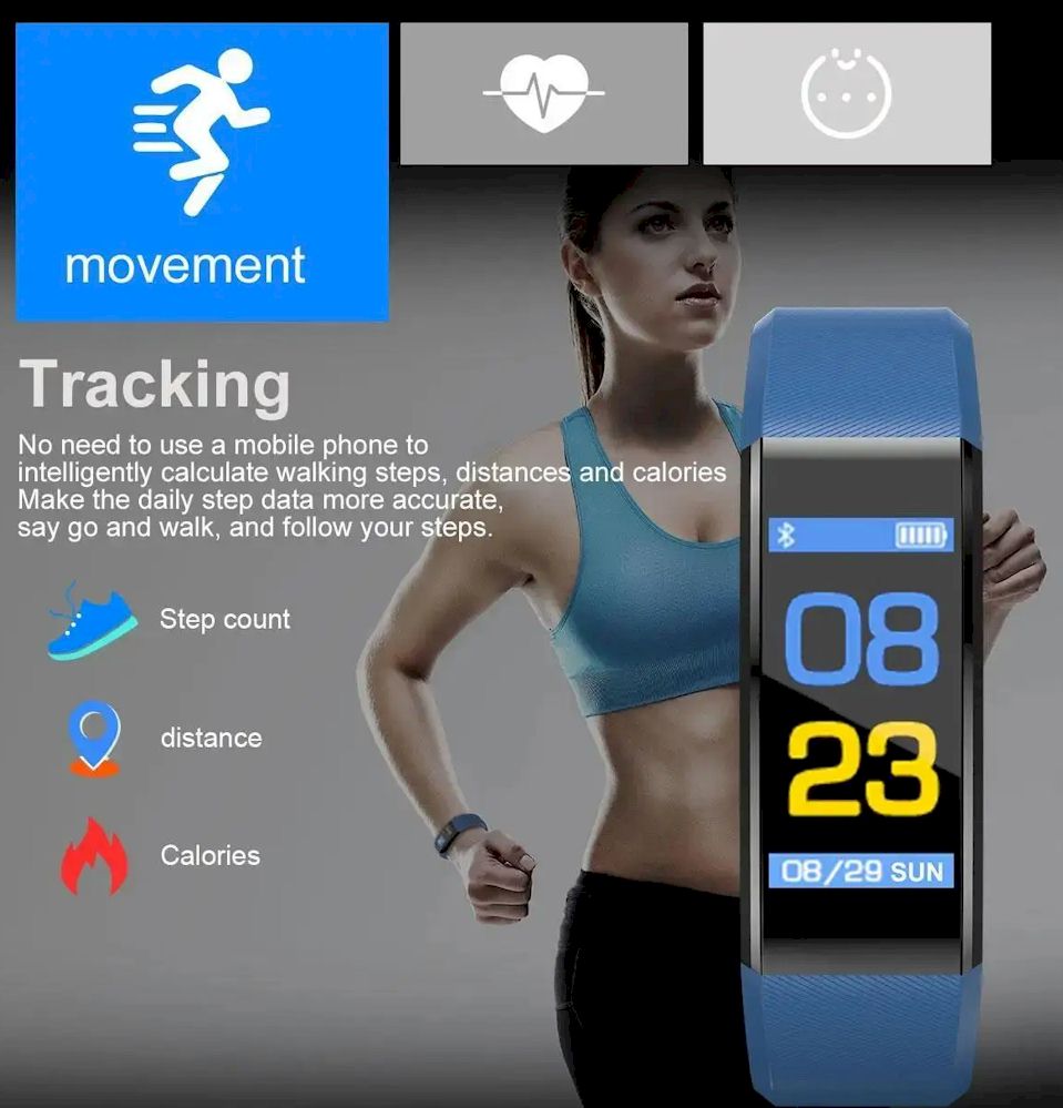 Smart Fitness Tracker Watch with Heart Rate &amp; Blood Pressure Monitor