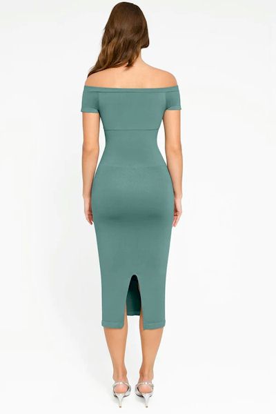 Sculpted Sophistication: Waist-Enhancing Slit Hem Dress