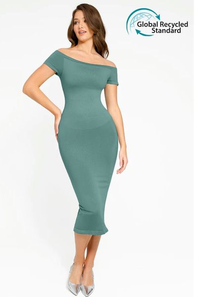 Load image into Gallery viewer, Sculpted Sophistication: Waist-Enhancing Slit Hem Dress
