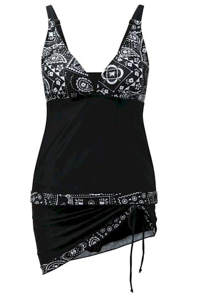 Load image into Gallery viewer, Sensational  Paisley Print Tankini Set with Mini Skirt, Plus Sizes available
