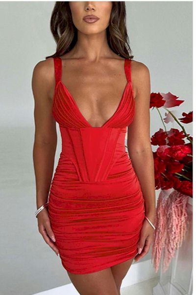 Scarlet Seduction: Captivating Red Mini Dress with Allure and Elegance