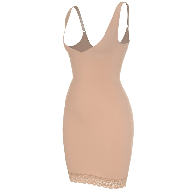 Full Slip Shapewear Dress Bodysuits with Lace Firm Control Waist Cinchers