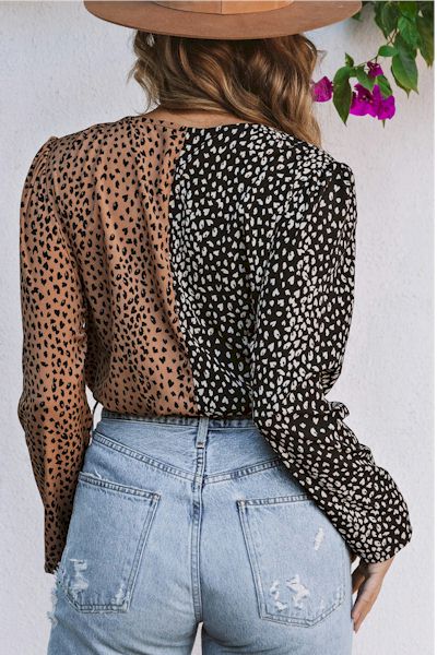 Wild Elegance: Leopard Print Wrap Bodysuit with a Twist