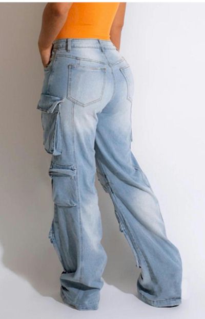 Confidence Meets Fashion: Non-Stretch Cargo Jeans in Sizes S - 2XL