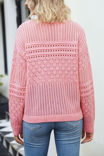 Load image into Gallery viewer, Casual slight stretch twist knitted pink turtleneck sweater
