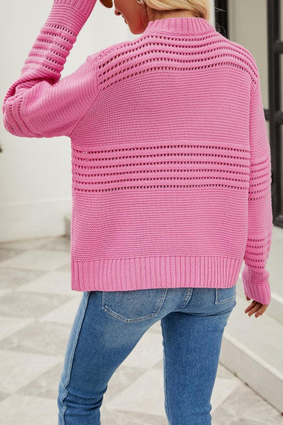 Load image into Gallery viewer, Stylish Knitted Pink Long Sleeve Sweater for Everyday Elegance
