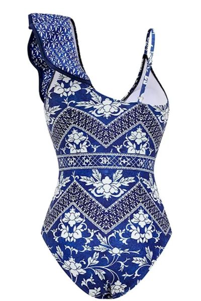 Vacay Vibes Ruffle Backless One-Piece: Printed Edition