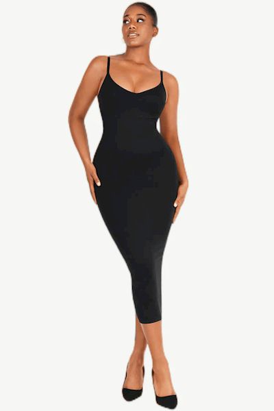 Load image into Gallery viewer, Elegance &amp; Sustainability: Snatched Waistline in Spaghetti Strap Shaper Dress
