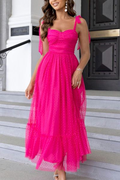 Exquisite Extra Small Inelastic Polka Dot Lace Up Maxi Dress