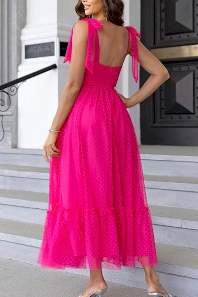 Exquisite Extra Small Inelastic Polka Dot Lace Up Maxi Dress