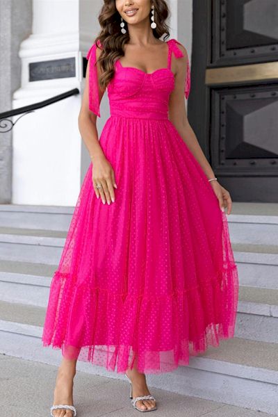 Exquisite Extra Small Inelastic Polka Dot Lace Up Maxi Dress