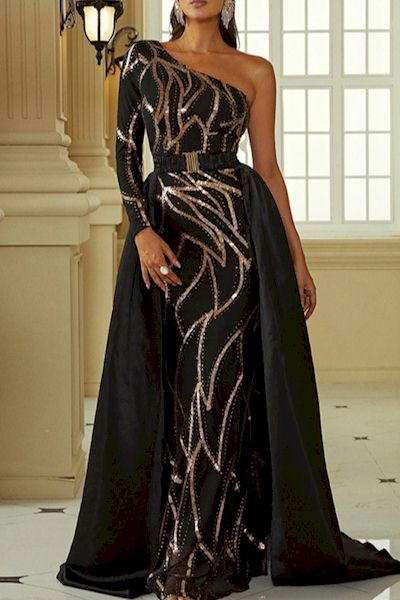 Load image into Gallery viewer, Exquisite Cape Dress: Be the Showstopper
