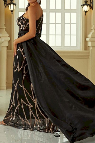 Load image into Gallery viewer, Exquisite Cape Dress: Be the Showstopper
