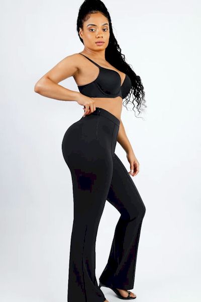 Flawless Silhouette: High Waist Trim Tummy Tuck Flare Pants for Exquisite Fashion