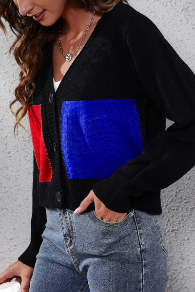 Load image into Gallery viewer, Contrasting Color Knitted Sweater for Stylish and Effortless Look
