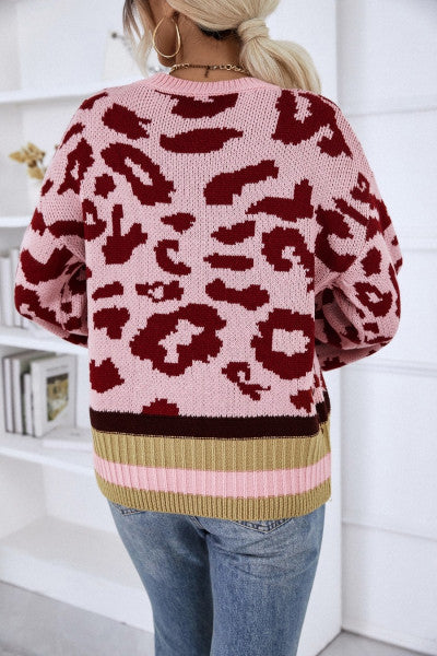 Load image into Gallery viewer, Stylish Leopard Pattern Knitted Sweater for Any Outfit
