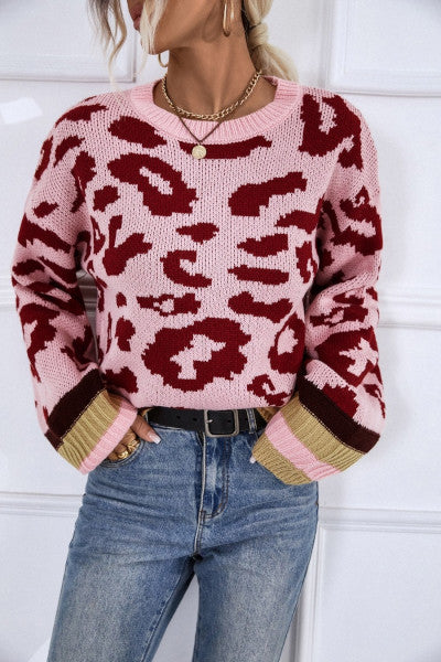 Load image into Gallery viewer, Stylish Leopard Pattern Knitted Sweater for Any Outfit
