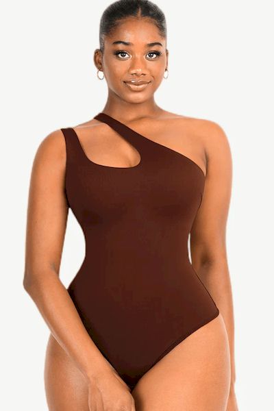 Load image into Gallery viewer, One-Shoulder Cut Out Shapewear Bodysuit: Elegance and Comfort in One
