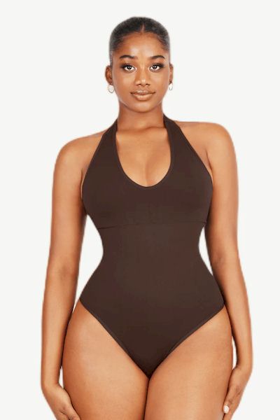 Load image into Gallery viewer, Luxury Sculpting: Premium Fabric Hanging Neck Bodysuit for Silhouette
