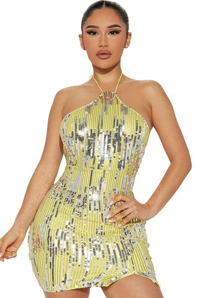 Load image into Gallery viewer, Figure-Flattering Sequin Mini Dress with Head-Turning Backless Design and Shimmering Sequins
