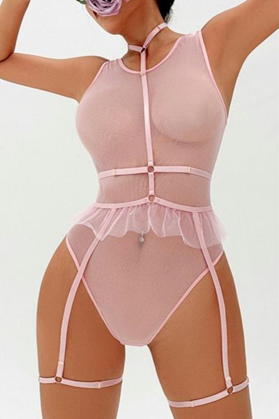 Load image into Gallery viewer, Irresistibly Sexy Teddy with Adjustable Halter-Neck and Garter
