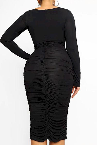 Load image into Gallery viewer, Hourglass Elegance: Square-Neck Long-Sleeve Shaper Dress with Waist Lace
