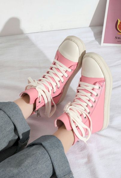 Sassy Pink PU Zip-Up Lace-Up Flats: The Perfect Fun Shoes