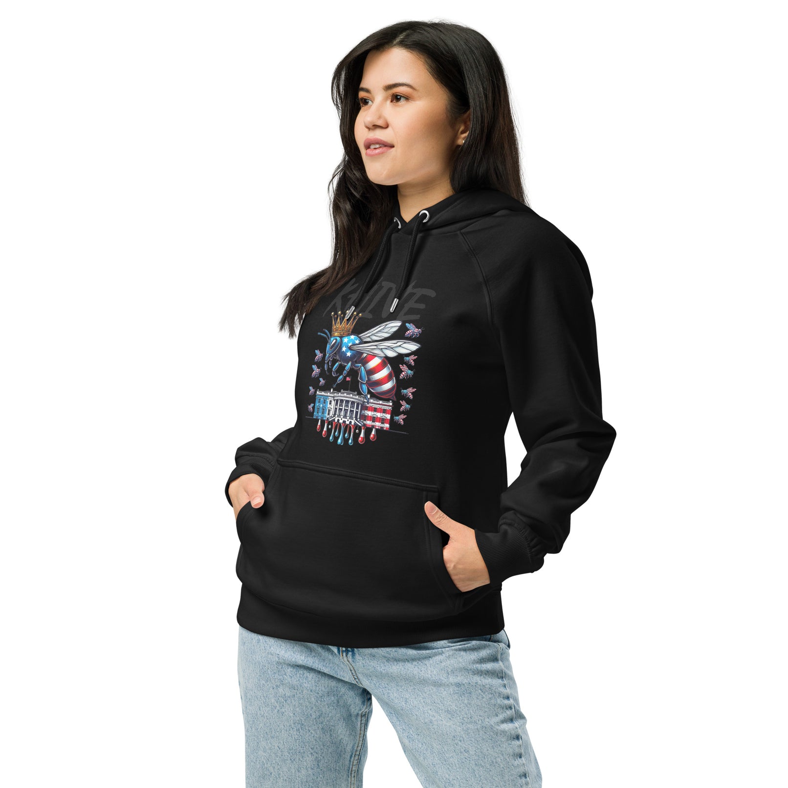 KHIVE - Madam President Kamala Harris Unisex eco raglan hoodie