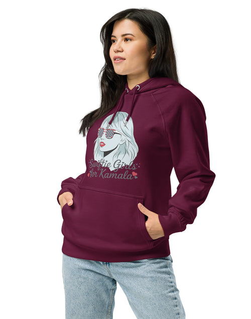 Load image into Gallery viewer, Swiftie&#39;s for Kamala Harris for President Hoodie Unisex eco raglan hoodie
