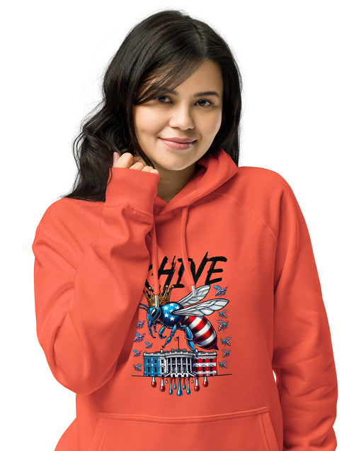 Load image into Gallery viewer, KHIVE - Madam President Kamala Harris Unisex eco raglan hoodie
