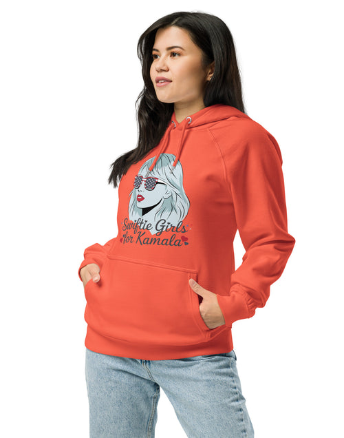 Load image into Gallery viewer, Swiftie&#39;s for Kamala Harris for President Hoodie Unisex eco raglan hoodie
