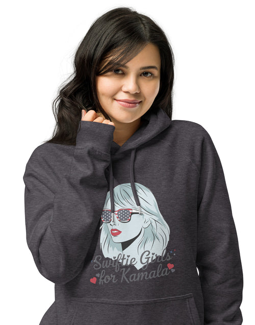 Load image into Gallery viewer, Swiftie&#39;s for Kamala Harris for President Hoodie Unisex eco raglan hoodie
