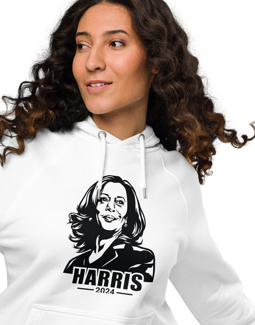 Load image into Gallery viewer, Kamala Harrir Image Unisex eco raglan hoodie
