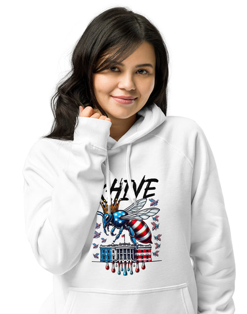 Load image into Gallery viewer, KHIVE - Madam President Kamala Harris Unisex eco raglan hoodie
