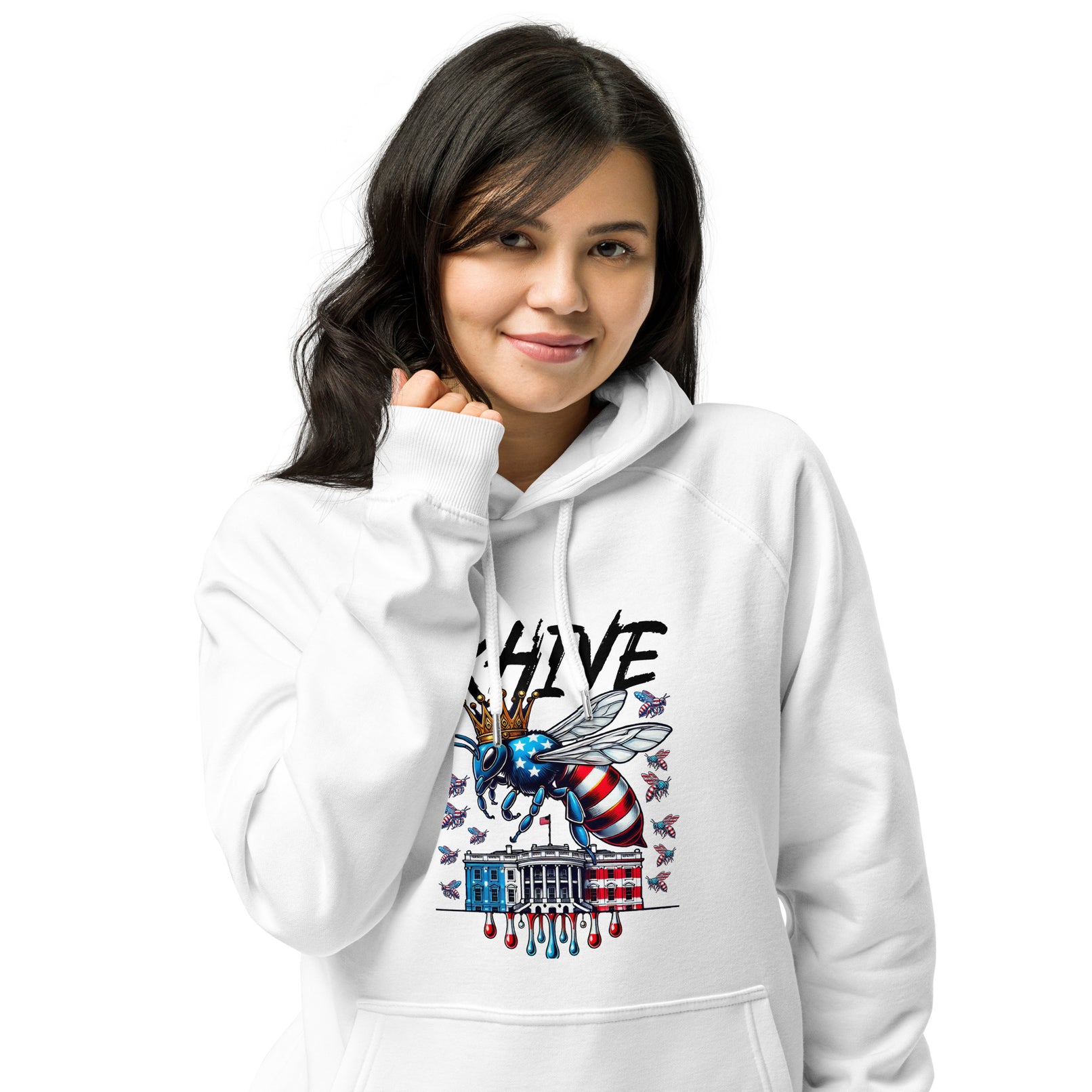 KHIVE - Madam President Kamala Harris Unisex eco raglan hoodie