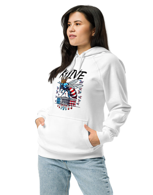 Load image into Gallery viewer, KHIVE - Madam President Kamala Harris Unisex eco raglan hoodie
