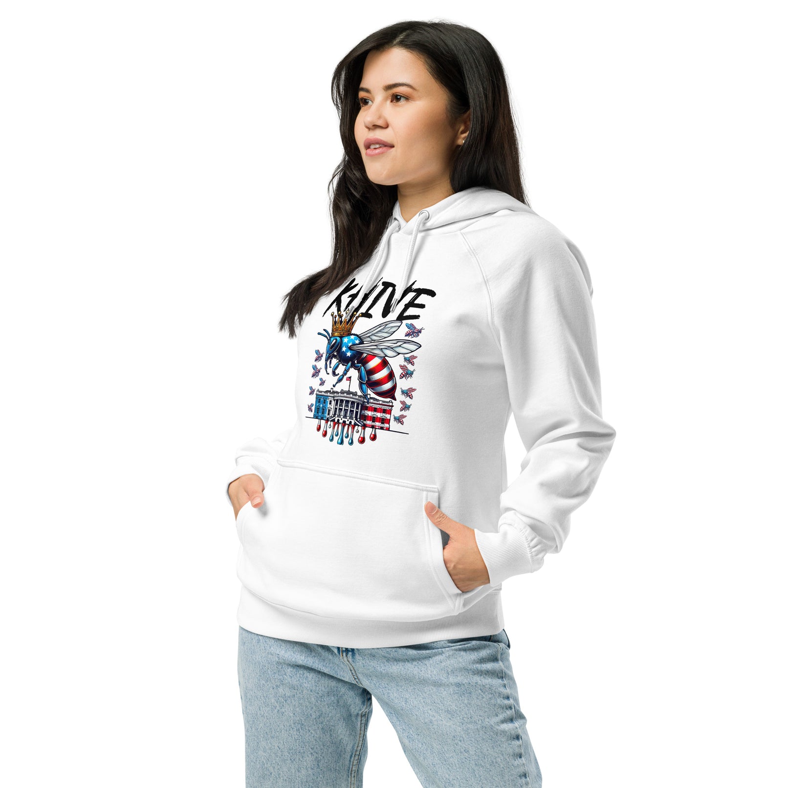 KHIVE - Madam President Kamala Harris Unisex eco raglan hoodie