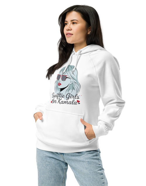 Load image into Gallery viewer, Swiftie&#39;s for Kamala Harris for President Hoodie Unisex eco raglan hoodie
